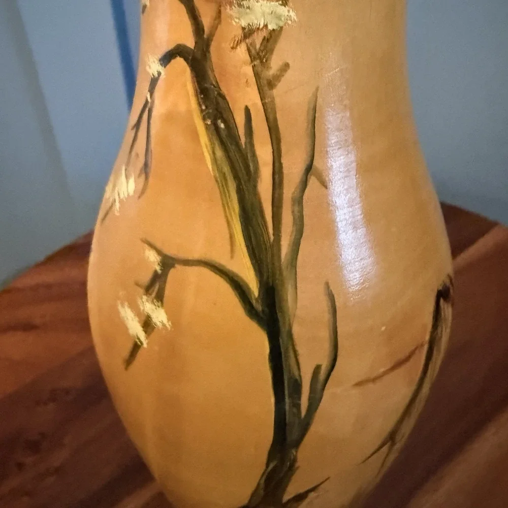 Vintage Hand Painted Wood Vase 12